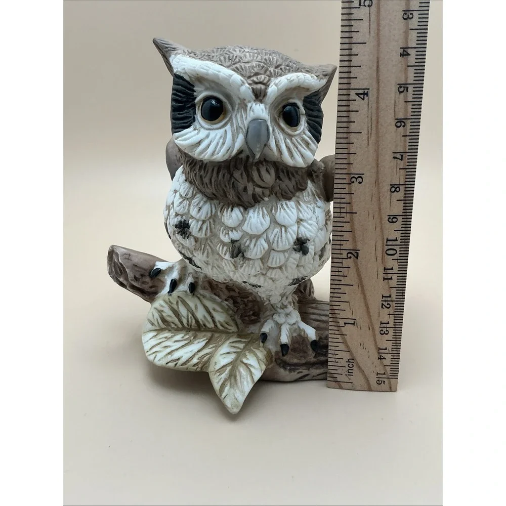 Vintage‎ Homco Great Horned Owl Ceramic Figurine, Taiwan, 1980s.